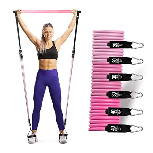 180lb Pilates Bar Kit with Resistance Band(6 x Resistance Bands),6 Level for Women Full Body Workouts,Lady Portable Resist...