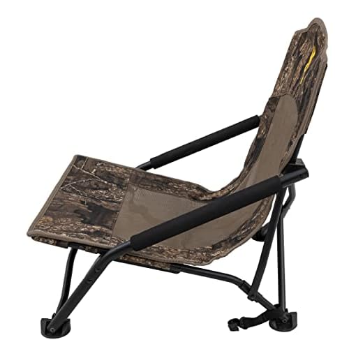 Browning Strutter Camo Turkey Hunting Chair with Foldable Low Profile Compact Design, Durable Steel Frame, and Padded Shoulder Carry Strap and Carry Bag