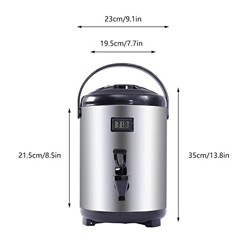 Stainless Steel Insulated Beverage Dispenser, 1.7Gal Thermal Carafe with Spigot for Hot Coffee & Cold Juice, 12-Hour Heat ...