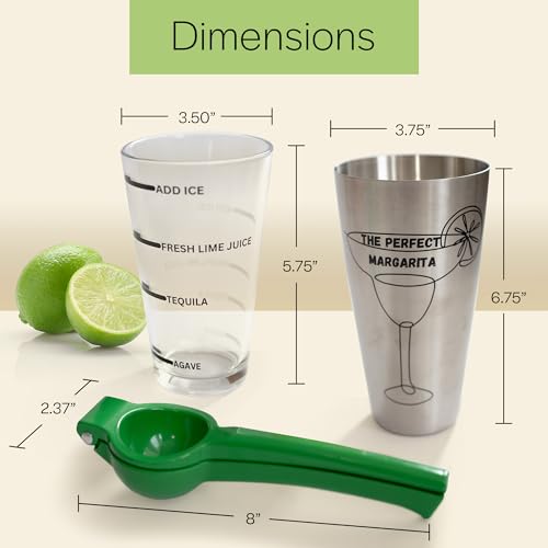 The Perfect Margarita | Easy to Use Margarita Cocktail Shaker Kit | Single & Double Recipes | No Jiggers or Measuring Tool...