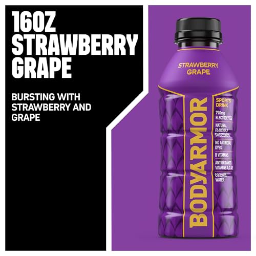 BODYARMOR Sports Drink, Strawberry Grape, Electrolyte Drink Hydration, 16 Fl Oz Bottles (12 Pack), Flavored Coconut Water ...