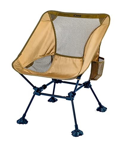 iClimb 1 Low Folding Chair and 1 Anti-Sink Large Feet Chair, Ultralight Compact for Adults Outdoor Camping Backpacking Hiking