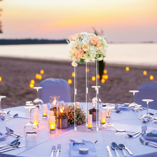 Teenyyou 10 Pcs 20 Inch Tall Acrylic Vase Wedding Centerpieces Clear Flower Stand Acrylic Centerpiece Stand Floral Vase El...