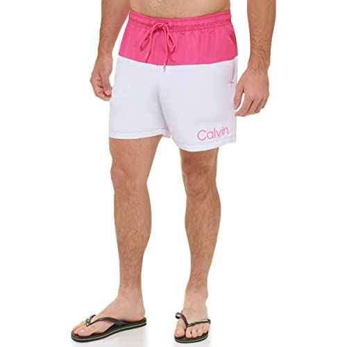 Calvin Klein Men's Standard Uv Protected Quick Dry Drawstring Multicolor Swim Trunk