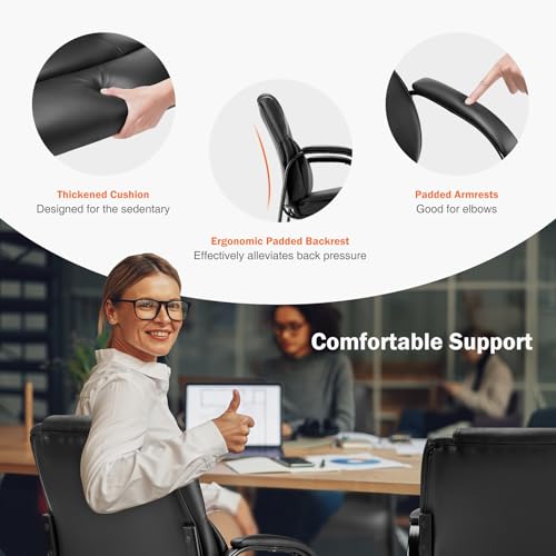 Sweetcrispy Waiting Room Guest Chair Set of 2, Stationary Office Reception Chairs No Wheel, Comfy Padded Arms and Seld Bas...