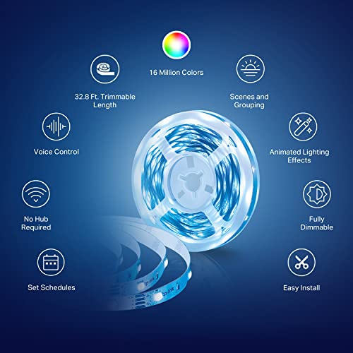 Kasa Smart LED Light Strip, RGB, 32.8ft(2 Rolls of 16.4ft.) Wi-Fi LED Strip Works w/ Alexa & Google Assistant,High Brightn...
