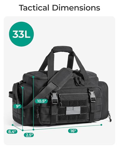 BAGSMART Tactical Gym Bag for Men, 22L Duffle Bag for Travel with Shoe Compartment, 4 in 1 Personal Item Tactical Backpack...