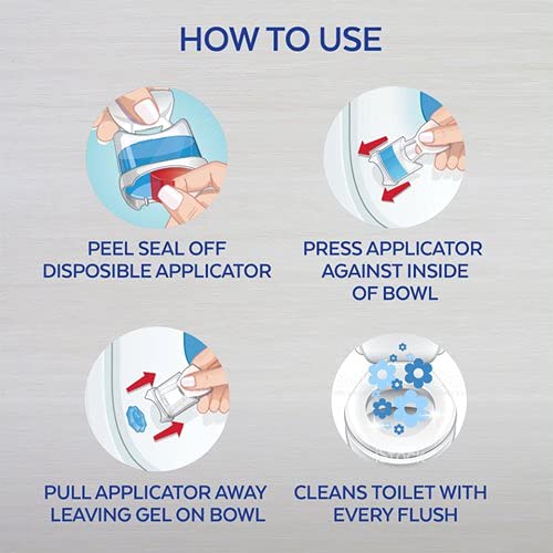 Lysol Click Gel Automatic Toilet Bowl Cleaner, Gel Toilet Bowl Cleaner, for Cleaning and Refreshing, Ocean Fresh, 6 Applicators per Pack