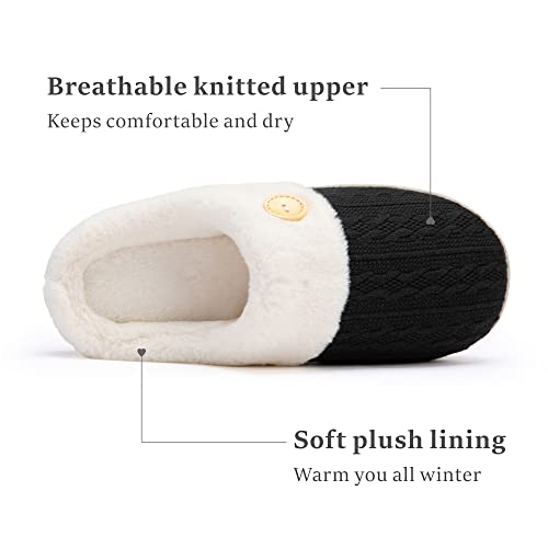 Chantomoo Womens Slipper Warm Comfy Memory Foam House Slippers Knitted Shoes Faux Fur Lined Anti-Skid Rubber Sole Bedroom ...