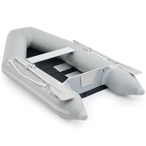 CO-Z 7.5ft Inflatable Dinghy Boat for 2 Adults, 660lb Capacity Heavy-Duty PVC Raft with Aluminum Floor & Oars, Motor Moun...