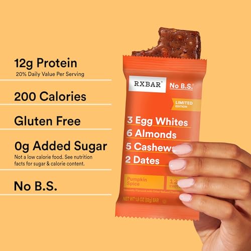 RXBAR Protein Bars, Protein Snack, Snack Bars, Pumpkin Spice, 22oz Box (12 Count)