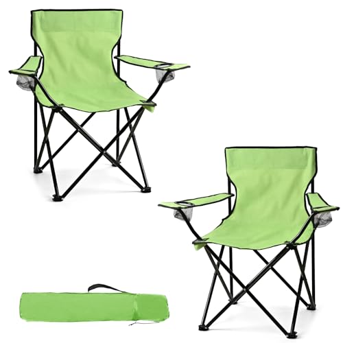WEIDIORME 2 Pack Lightweight Camping Chairs for Adults & Teens, 250LBS Capacity Foldable Portable Chairs with Carry Bag, C...