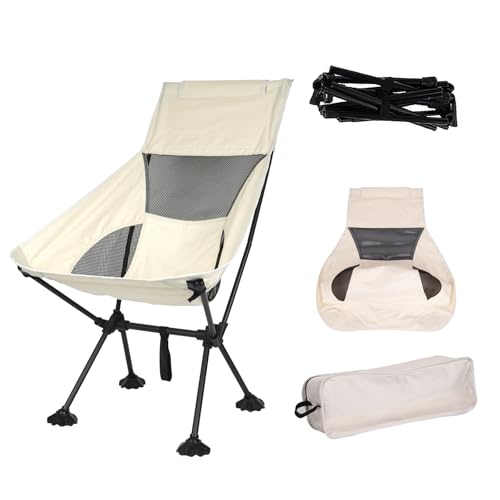 IEJ Ultralight High-Back Camping Chair - Portable Folding Backpacking Chair with Anti-sag Footmuffs, Supports up to 300 lb...
