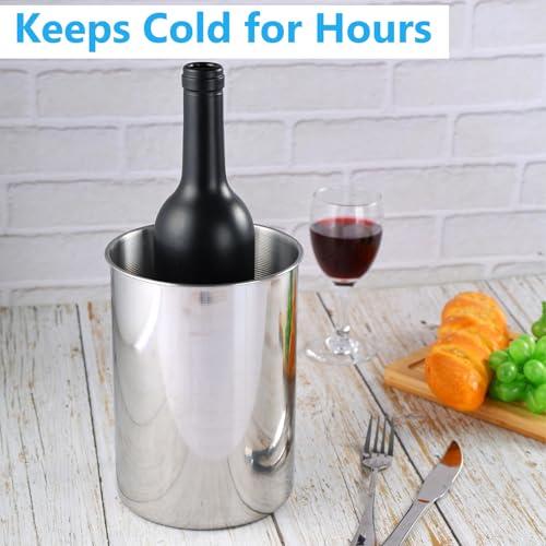 6 Pack Wine Chiller Bucket 750 ML Champagne Bucket Stainless Steel Wine Chillers for Bottles Keeps Cold for Hours Cooler I...