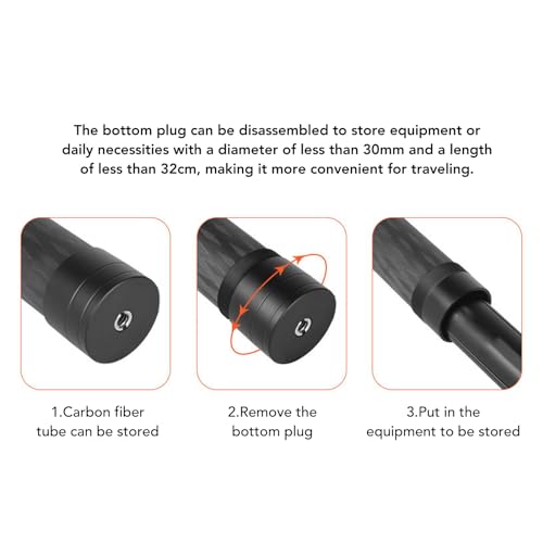 Camera Extension Pole, Tripod Center Column Extension Extender, Carbon Fiber Extension Pole Telescopic 2 Section Pole Rod ...