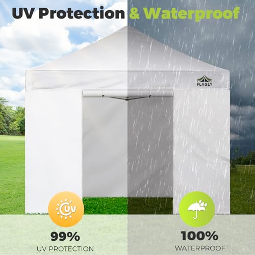 FLAGLY 4 Pack Canopy Sidewalls for 10x10ft Pop up Tent– Mesh Window & Zipper Door Panels for Instant Canopy Enclosure, Wat...