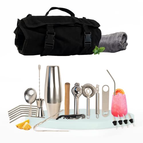 Pepe Nero 27-Piece Cocktail Shaker Set - Stainless Steel Bartender Mixologist Kit for Home Bar