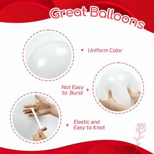60pcs Red and White Balloons 12inch with White Red Confetti Balloons for Wedding Engagement Christmas Valentine's Day Birt...