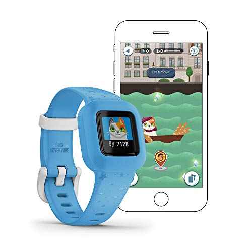 Garmin vivofit jr. 3, Fitness Tracker for Kids, Includes Interactive App Experience, Swim-Friendly, Up to 1-Year Battery Life, Blue Stars