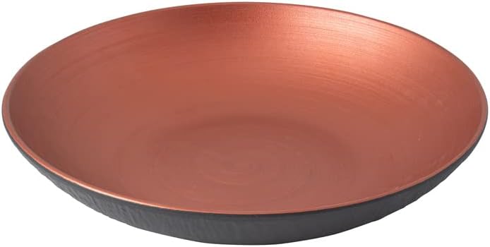 Villeroy & Boch Manufacture Rock Glow Flat Bowl, Premium Porcelain in a Refreshing Combination of Copper and Black, Made in Germany, Dishwasher Safe, 9.25 in