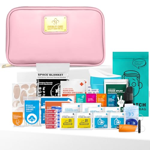 EVERLIT CARE Car First Aid Kit with Emergency Supplies Survival Gear Including Window Breaker Disposable Urine Bag Mountab...