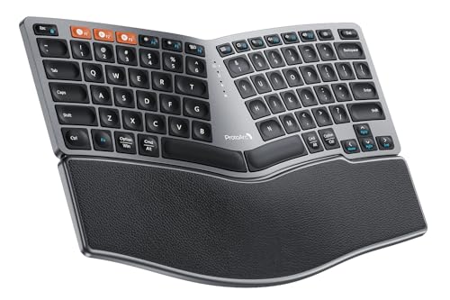 ProtoArc Bluetooth Ergonomic Keyboard, EK04 Mini Compact Wireless Ergonomic Keyboard, Hard Palm Rest, Multi-Device, Split ...