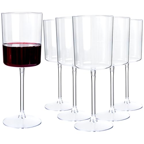 YOUBET 36 Pack Clear Plastic Wine Glasses - 10 OZ Disposable Square Wine Glasses with Stem for Wedding & Party & Anniversary