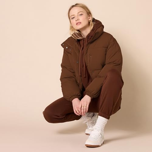 Amazon Essentials Womens Cropped Full-Zip Puffer Jacket (Quilted Matte or Sherpa Fleece)