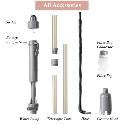VILLNO Aquarium Vacuum Gravel Cleaner, Battery Fish Tank Water Changer, Removable Vacuum Sand Washer for Fish Tank Cleanin...