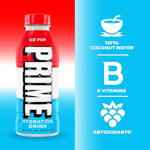 PRIME Hydration ICE POP, Sports Drinks, Electrolyte Enhanced for Replenishing Fluids, 250mg BCAAs, B Vitamins, Antioxidant...