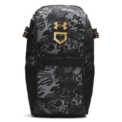 Under Armour Unisex Utility Baseball Backpack Print, (005) Black / / Metallic Gold, One Size Fits All