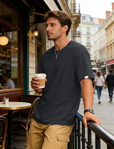 Cotrasen Mens T-Shirts Short Sleeve Cotton Lightweight UPF 50+ Moisture Wicking Cooling Casual Loose Tee Shirts