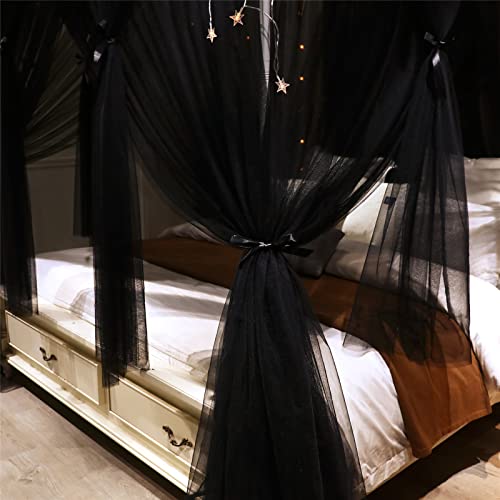 VETHIN 4 Corners Post Princess Bed Canopy Curtain Double Layer Cozy Drape Netting 4 Opening Mosquito Net for Girls & Adult...