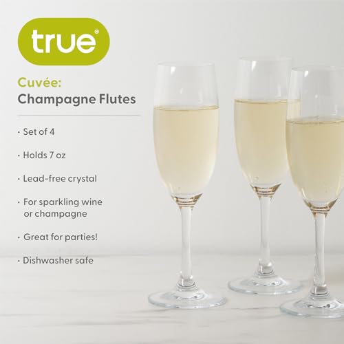 True Cuvée Champagne Flutes, Elegant Champagne Glasses Gift Set, Perfect for Sparkling Wine, Prosecco, Mocktails, Wedding ...