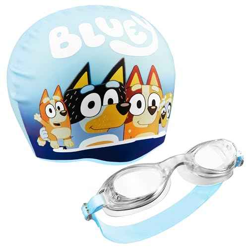 Bluey Kids Swim Goggles and Swim Cap Set Anti-Fog UV Protection