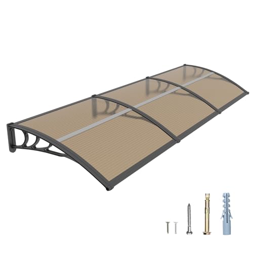 GUANSU-CN 35 * 120'' Window and Door Awning Exterior, UV/Rain/Snow/Sunlight Protection Sheet,UPF 50+ Polycarbonate Overhang Canopy,House Overdoor Awnings for Door Entrance Outside/Patio/Porch/Deck