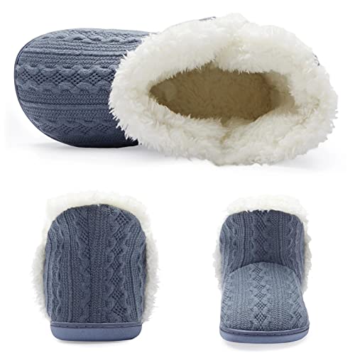 NineCiFun Women's Fuzzy Winter Bootie Slippers Knitted Ankle Boots Slippers Warm House Shoes Outdoor Indoor with Plush Fur...