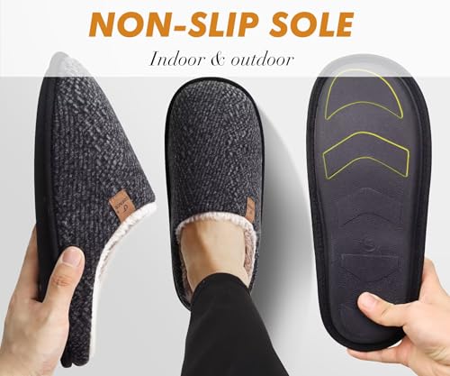 COFACE Mens Cozy Memory Foam Scuff Slippers Casual Slip On Warm House Shoes Indoor/Outdoor Sandal Slippers With Arch Suppo...