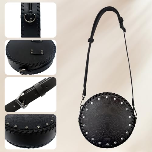 Renaissance Bag for Women,Viking Embossed Faux Leather Belt Purse Medieval Waist Bag,Ren Faire Accessories Gift for Trave...