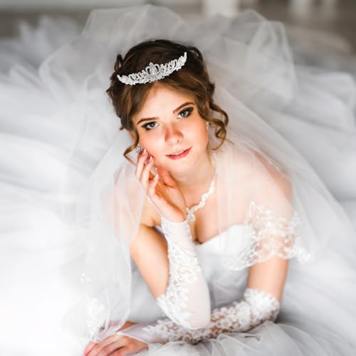 KICOSY Silver Tiara and Crown for Women - Princess Crystal Crown for Girls Birthday - Bride Tiara - Halloween
