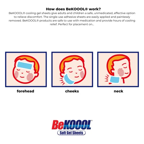 BEKOOOL Immediate Cooling Fever Reducing Soft Gel Sheets for Kids - 4 Count, White (00101) (Pack of 3)