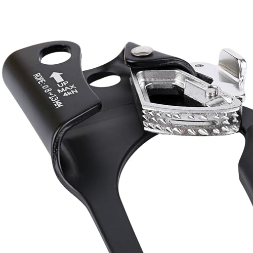 QKURT Mountaineering Climbing Hand Ascender, Right Hand Ascender Rock Climbing Tree Arborist Rappelling Gear Equipment Rop...