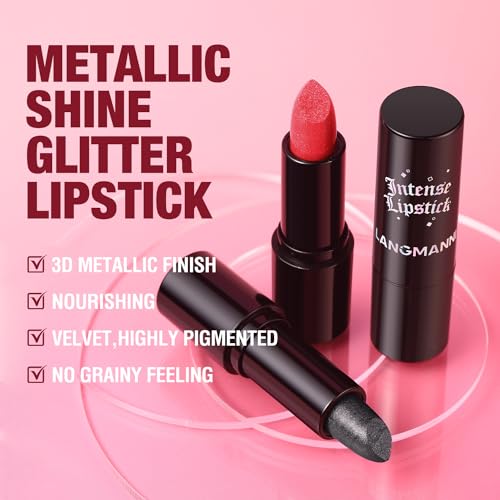 Jolilab Sparkling Lip Gloss, Long Lasting Waterproof Moisturizer Lip Balm Glitter Shimmer Metallic Lipstick, Diamond Shiny...