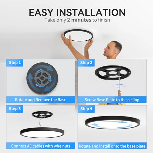 WKONCLDY 6Pack 3200lm LED Flush Mount Ceiling Light, Super Slim 12 inch LED Ceiling Light, 5000K LED Ceiling Light for Bed...