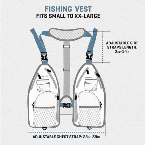 Allen Company Ultra-Light Gallatin Strap Pack Fishing Vest, Fits up to 4 Tackle/Fly Boxes, 14 Accessory Pockets