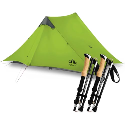 Night Cat Ultralight Tent 2 Persons with Trekking Poles Hiking for Professional Backpacker Hiker