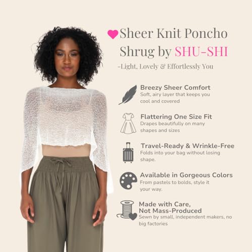 SHU-SHI Womens Sheer Knit Poncho Shrug Lightweight Cover Up One Size Fits Most