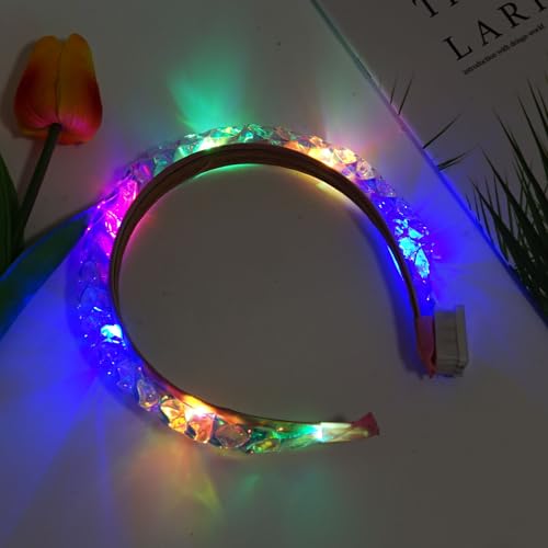 1PCS Light Up Headbands LED Flash Glowing Hair Band Laser Hair Hoop Tiara Luminous Headbands Party Costume Hair Accessorie...
