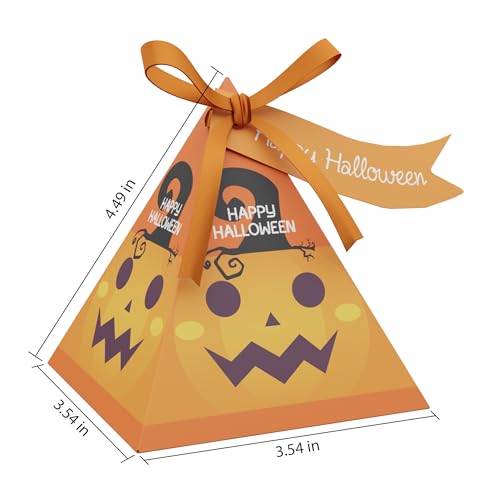 Giphtkom 24PCS Cute Halloween Candy Boxes for Trick or Treat, Enlarge Design Snacks Goodie Boxes, 4 of Cute Pumpkin Ghost Zombie and Cat Patterns for Kids Halloween Party Favor Supplies