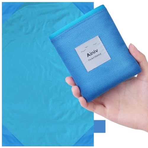 Ainiv Picnic Blanket, Mini Pocket Beach Mat 43.3 x 55.1IN (2-3 People) Foldable, Lightweight Waterproof Sand Free, Foldabl...